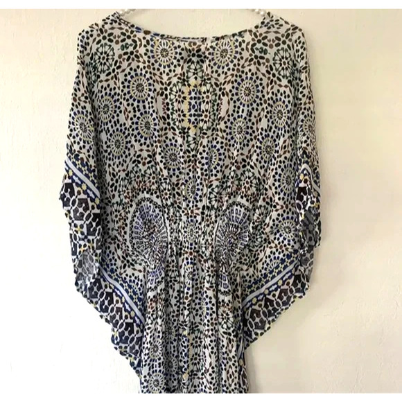 Anthropologie Rujuta Sheth Dress Marie Cinch Kaftan Moroccan Print Maxi Tunic OS - Picture 6 of 9